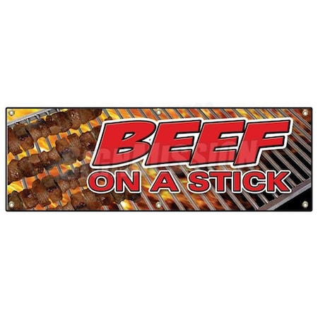 Signmission BEEF ON A STICK BANNER SIGN food vendor steak beef grill bbq meat restaurant B-72 Beef On A Stick